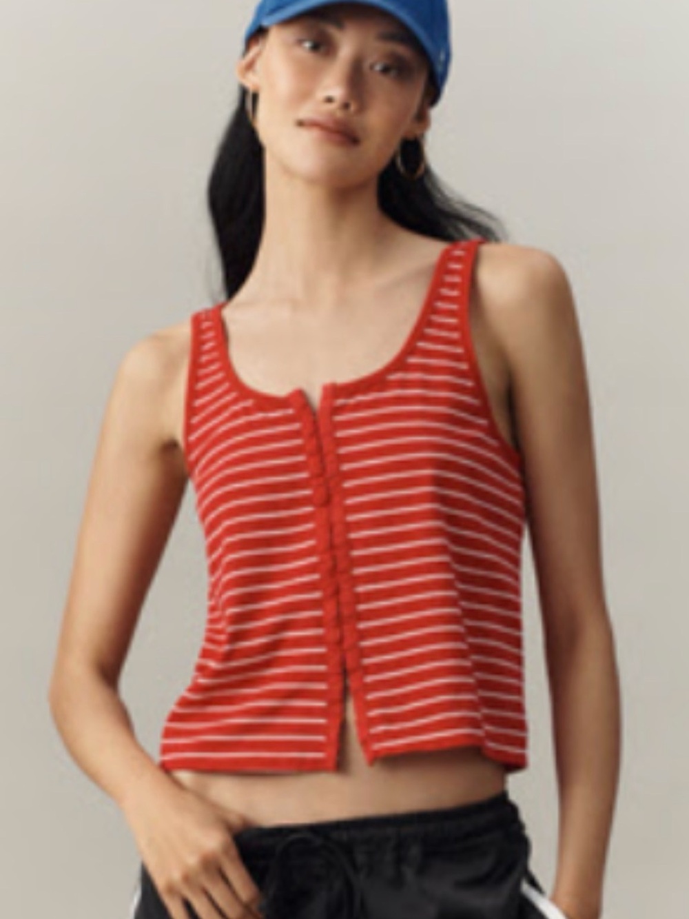 Brand New PILCRO SCOOP-NECK BUTTON-FRONT TANK